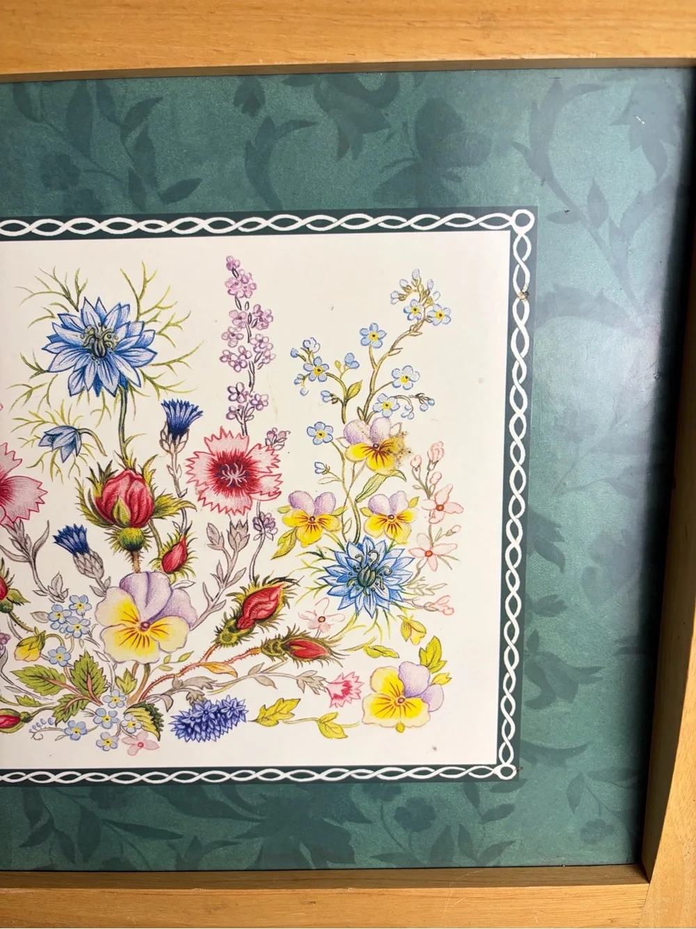 Vintage Aynsley Wild Tudor Floral Serving Tray Framed Placemat Cottagecore Decor